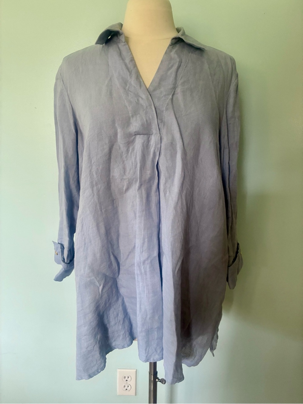 Ellen Tracy Linen Tunic Blouse